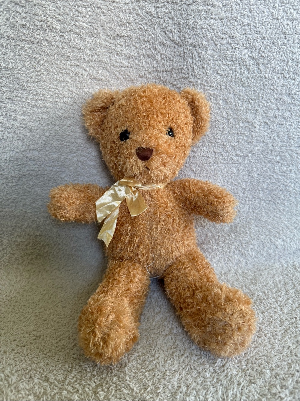 Source Unknown Tan Plush Teddy Bear with Satin Bow